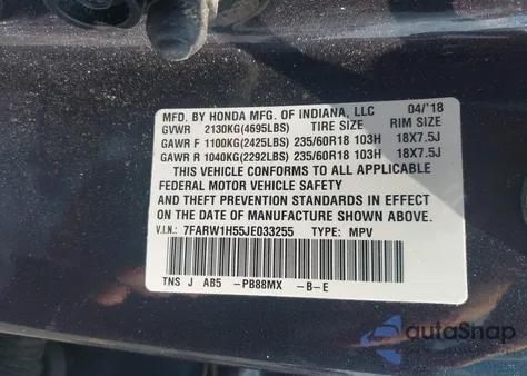 2018 Honda Cr-V Ex из США, поврежденный, VIN 7FARW1H55JE033255